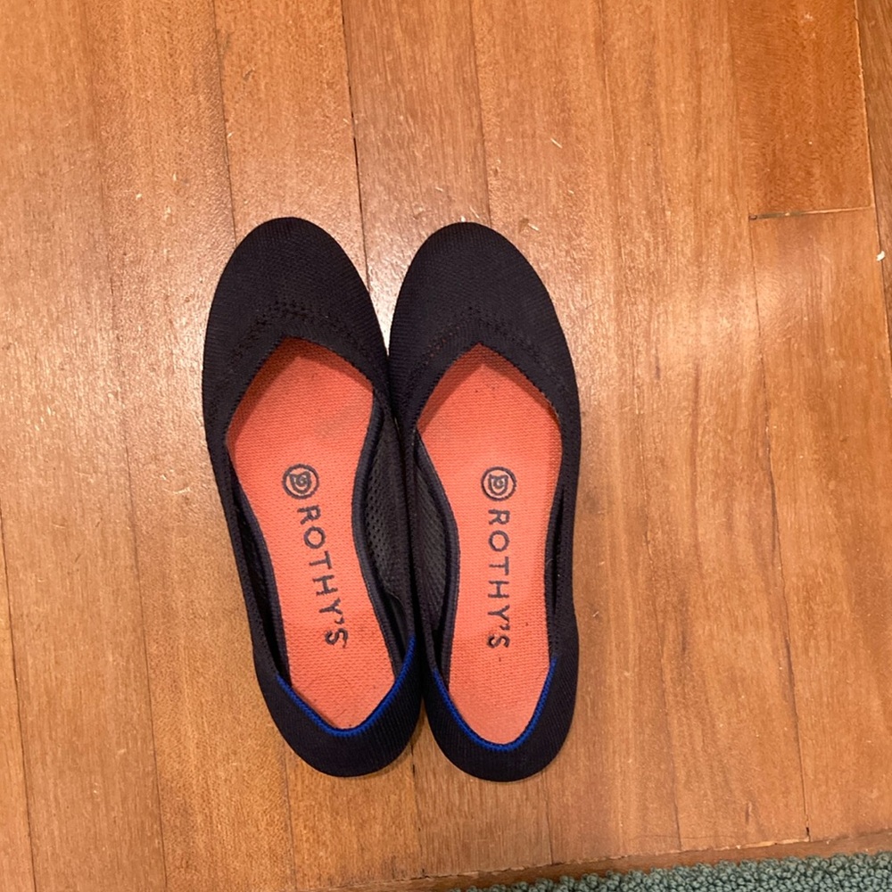 Black and Blue Suede Ballet Flats with Rounded Toe